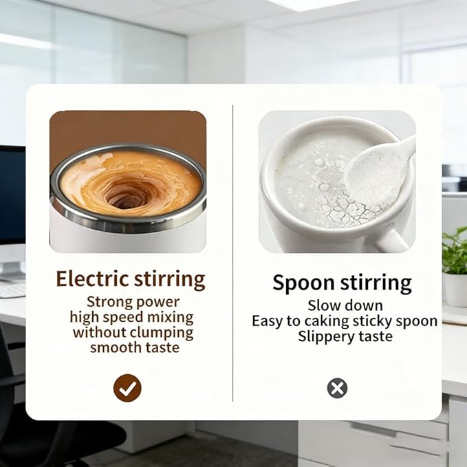 Electric Coffee Mug with a Built-in LCD Thermometer, Automatic Magnetic Stirring Coffee Mug, 380ML/13OZ, Stainless Steel Self Stirring Cup with Lid, Perfect for Brewing Coffe-e, Milk, Cocoa (Pink)