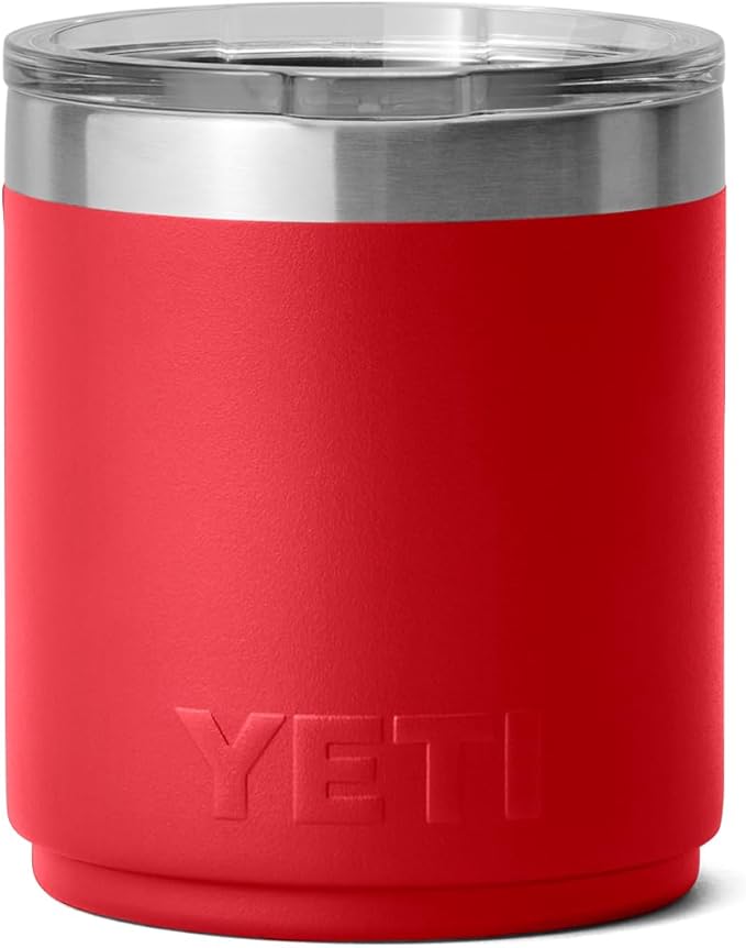 YETI Rambler 10 oz Stackable Lowball 2.0, Vacuum Insulated, Stainless Steel with MagSlider Lid, Rescue Red