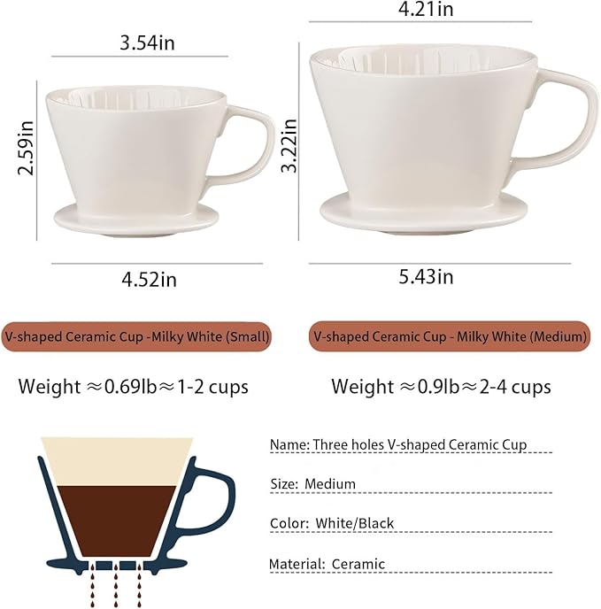 Pour Over Coffee Maker, Single Cup Coffee Dripper, Manual Porcelain Slow Brewing Accessories for Travel, Camping, Office, Home, Cafe, Coffee Gifts