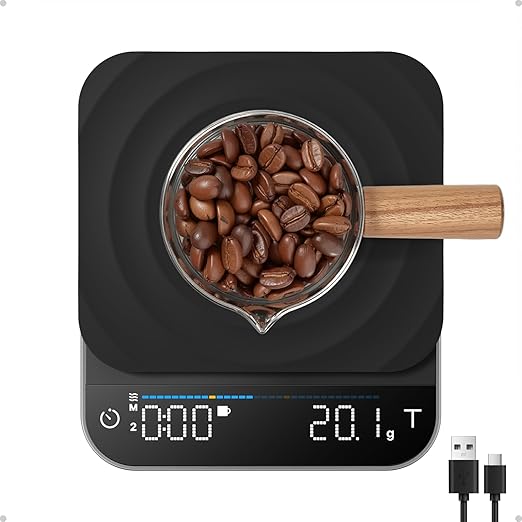 RENPHO Coffee Scale with Timer, Rechargeable Espresso Scale, 0.1g High Precision Pour-Over Coffee Scale, 3kg