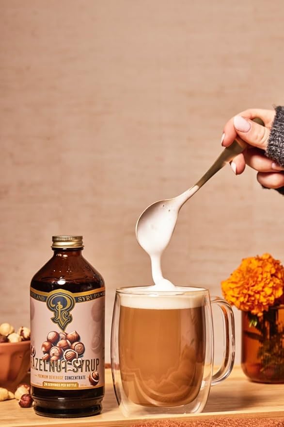 Portland Syrups Hazelnut Syrup – Flavoring for Coffee, Lattes, Cold Brew, Macchiatos, Cocktails, Desserts – Ideal for Drinks & Adding a Hazelnut Touch to Any Beverage – 12 oz, 24 servings (Pack of 1)