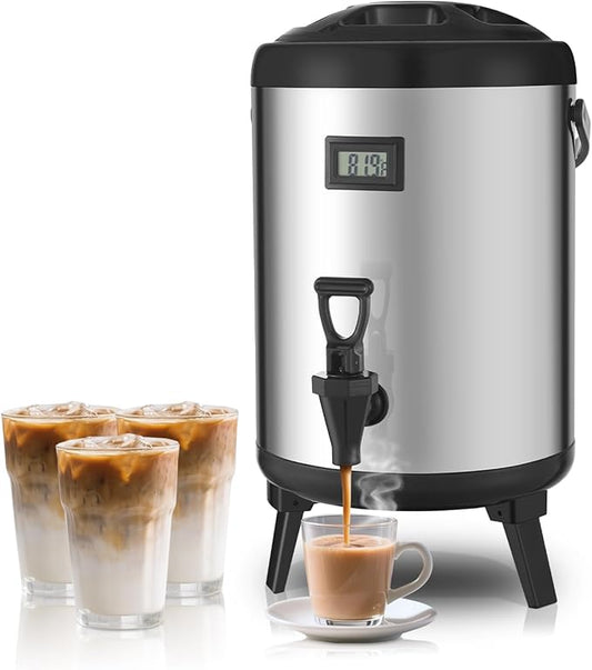 Insulated Beverage Dispenser, 3.2 Gallon/12L Coffee and Drink Server with Spigot, Non-electric Thermal Hot and Cold Beverage Dispenser for Juice Chocolate Tea Milk