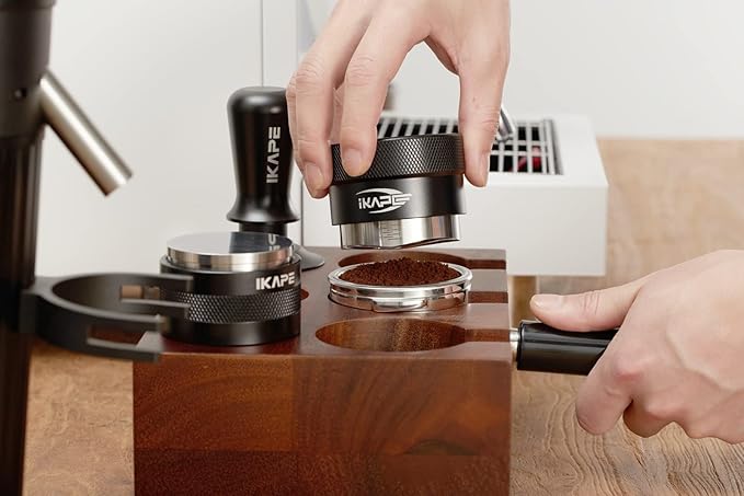 IKAPE Coffee Products, 53MM Coffee Distributor, Gravity Adaptive Espresso Distributor Fits All 54MM Espresso Portafilter, Compatible with 54MM Breville Bottomless Portafilter (Black)