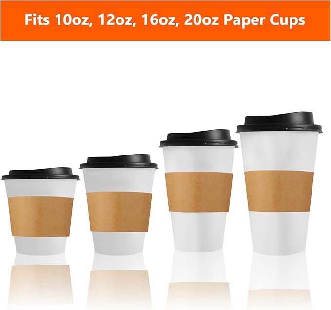 300 Packs Coffee Sleeves, Kraft Paper Cup Sleeve Disposable Coffee Cup Sleeves for Hot and Cold Drinks, Coffee Holder Sleeves for 10oz, 12oz, 16oz, 20oz Paper Coffee Cups (Cup Not Included)