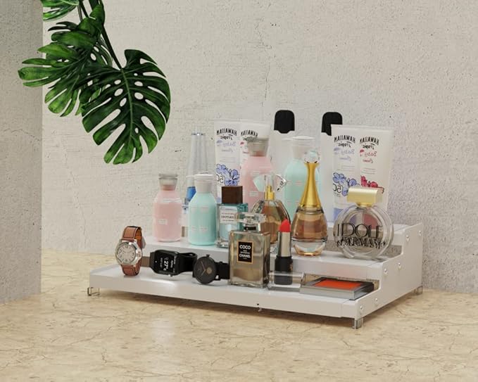 Spice Rack Organizer for Cabinet, 3 Tier Expandable Spices Storage, Great for Kitchen Cabinets, Cupboard,Pantry and Countertop More 2 Packs/White