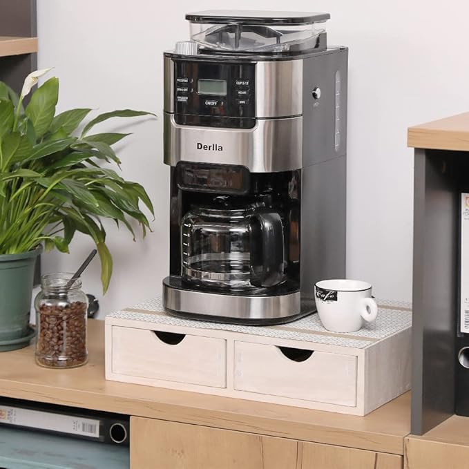 Kitchen Storage Organizer with 2 Drawers for Coffee Brew K Cup/Coffee Pod Holder - Office Organization Drawer for Desk, Multi-Purpose Mini Wood Cabinet Countertop Stand Shelf CF1D2C White