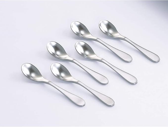 Knork Stainless Steel Demitasse Spoon (Set of 6), Matte Silver, Tiny Coffee-Appetizer Specialty Spoons, Specialty Demitasse
