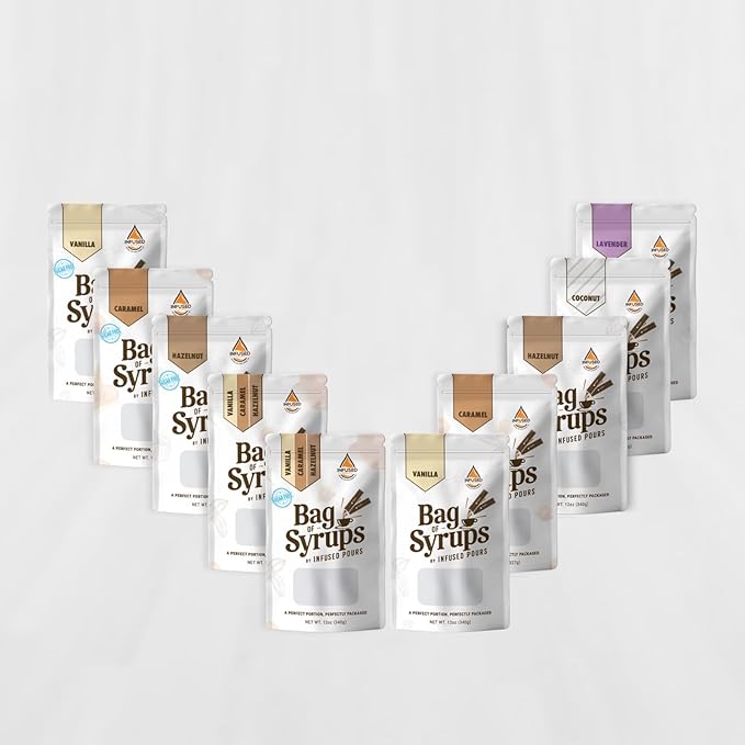 Single Serving Sugar Free Caramel Syrup Packets for Coffee and Cocktails - 6mL Each, 30 Count - Bag of Syrups by Infused Pours (6mL, Sugar Free Caramel)