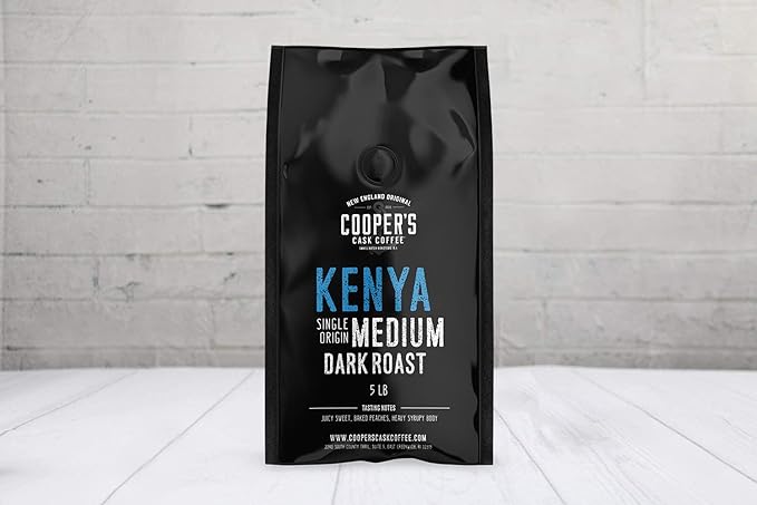 Kenya AA Medium-Dark Roast Coffee Beans, Single Origin Whole Bean or Ground Coffee, Gourmet Coffee - 5lb Bag