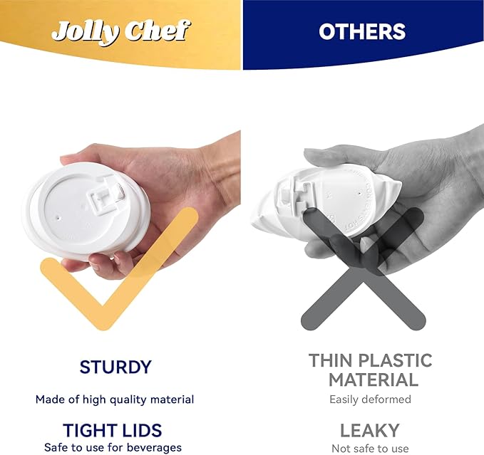 JOLLY CHEF 12oz Paper Coffee Cups 100 Pack, Disposable To Go Coffee Cups with Lids, Sleeves and Stirrers for Christmas