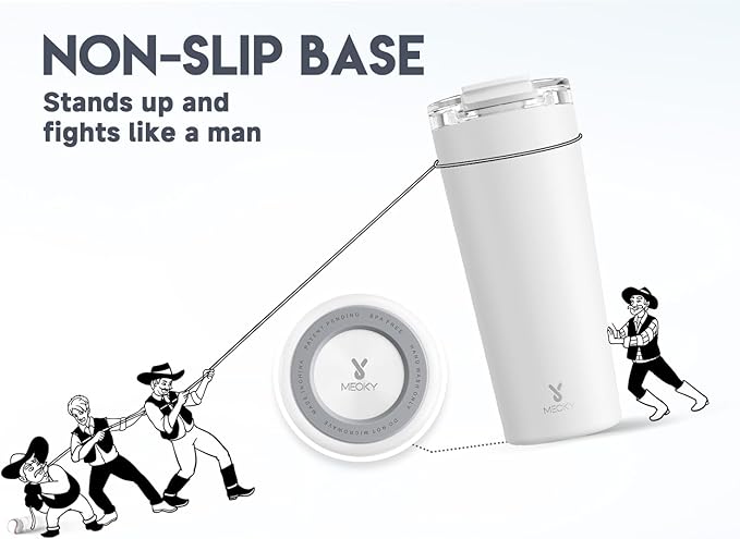 Meoky 24 oz Travel Coffee Mug with Leak-proof Lid, Stainless Steel Insulated Coffee Tumbler, Keeps Hot for 8 Hours or Cold for 24 Hours, Fits in Car Cup Holder (Ivory)