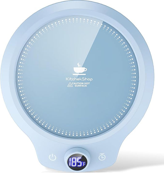 Fast Heating Mug Warmer - 4 Temp Settings & 1-12H Timer, Coffee Cup Warmer Plate for Desk Auto Shut Off, Ideal Beverage Warmer Gift for Coffee, Tea, Milk (Blue)