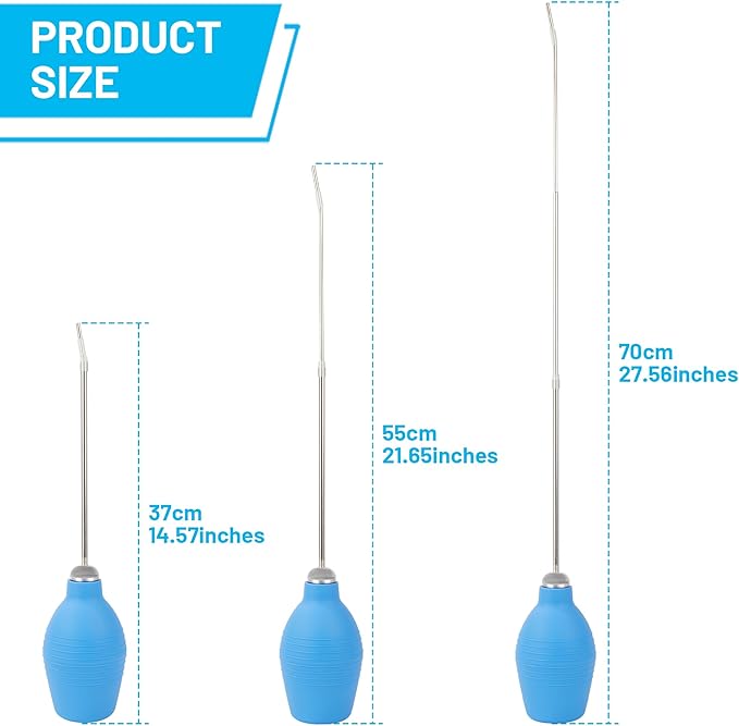 Diatomaceous Earth Powder Duster, Garden Bulb Duster Applicator, Puffer Dispenser Spreader with Long Metal Tube, Spray Bottle for Organic Gardening Agricultural Supply, Blue