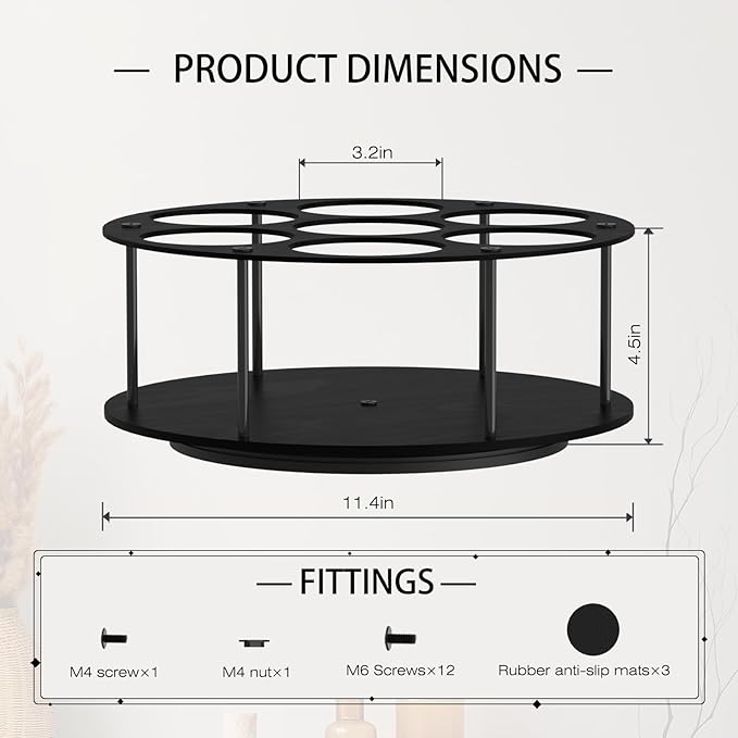 OYEFLY Large Rotating Coffee Syrup Organizer (Black)