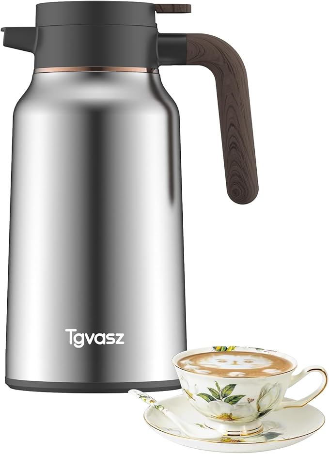 70 Oz Carafes for Hot Liquid, Stainless Steel Insulated Vacuum Thermal Coffee Carafes For Keeping Hot, 2.1 Liter Coffee Dispenser(silver)