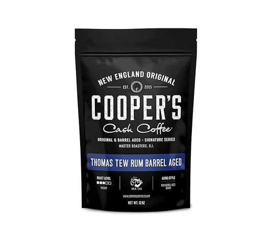 Rum Barrel Aged Coffee - Single Origin Rwanda Coffee Beans Aged in Thomas Tew RUM Barrels - 2lb Bags, Ground Coffee