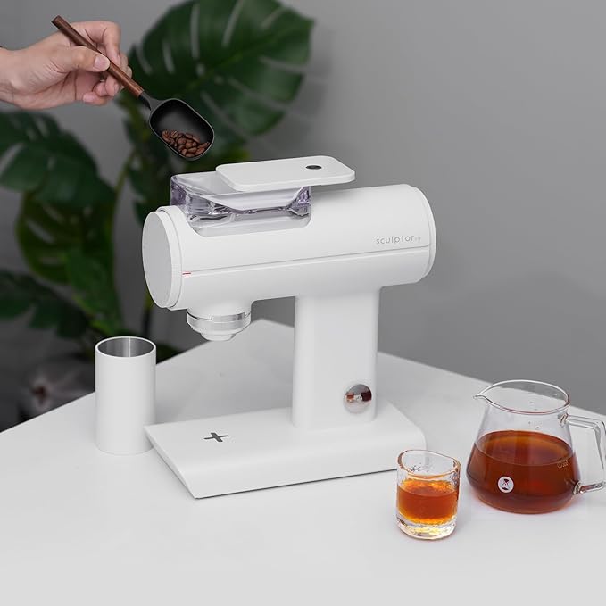 TIMEMORE Sculptor 078 Turbo Burr Coffee Bean Grinder, Electric Grinder with Stepless Coarseness Adjustment, Only Suitable for Pour over - White