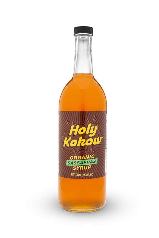 Holy Kakow Organic Sassafras Syrup - Natural Coffee Syrup, Liquid Sugar Coffee Flavoring Syrup, Cane Sugar Syrup, Liquid Sugar for Iced Coffee, Sasssafras Syrup for Coffee, Cocktails, Non-GMO - 750 ml