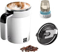 travel coffee mug Equipped with temperature display coffee warmer for desk self stirring coffee mug Rechargeable stainless steel material (white)