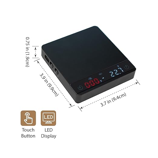 MiiCoffee Nano Pro Coffee Scale with Timer, Espresso Scale with Auto Tare, Aluminum Body, Touch Sensor and Silicone Cover (Black)