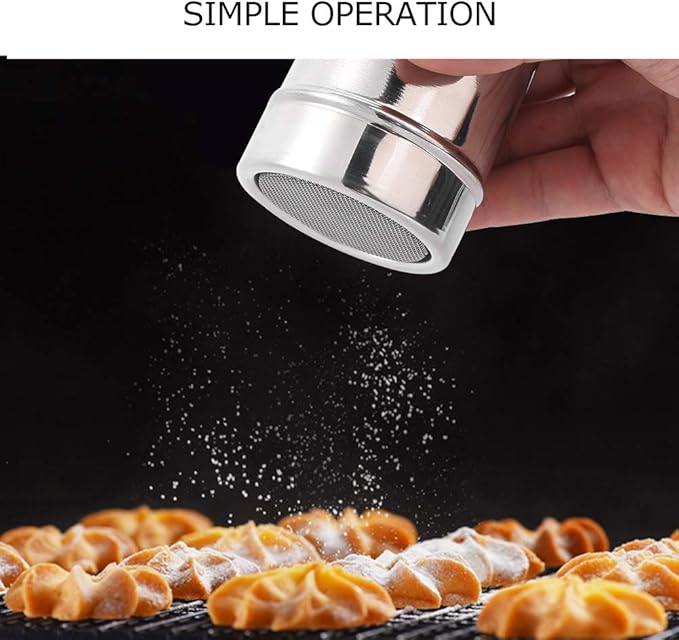 Stainless Steel Powder Shaker Sugar Powder, Fine Mesh Shaker Powder Cans for baking soda Cocoa Cornstarch