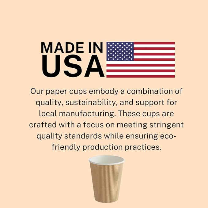 Ripple Paper Cups for Coffee & Tea Made in USA | Bulk for Home, Office, Restaurants & Coffee Shops | Recyclable, Insulated, & Disposable To-Go Cups for Hot Beverages (12oz - 500 Count)