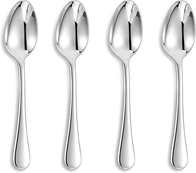 KEAWELL Premium Verona 4-Piece 6.5 inch Spoon Set – 18/10 Stainless Steel, Heavy-Duty Mirror-Finished Silverware for Daily Meals, Hosting and Special Occasions (4, Teaspoons)