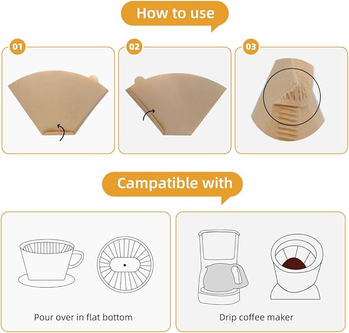 Coffee Filters #4, Coffee Filters 4 Cone Paper, Unbleached, Brown, 8-12 Cup, Number 4 Coffee Filter, 100 Count