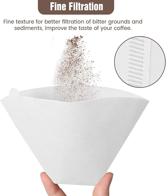 200 Count Cone Coffee Filters #4, White 04 Coffee Filters 8-12 Cup, Disposable Natural Paper Filters, No.4 Cone Filters For Ninja, Pour Over and Drip Coffee Maker
