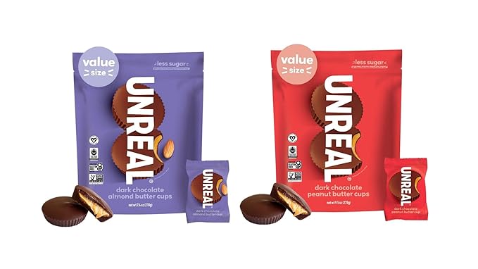 UNREAL Cups Variety Pack | Value Size Bags | Less Sugar, Fair Trade, Non-GMO | No Corn Syrup, Sugar Alcohols, Soy