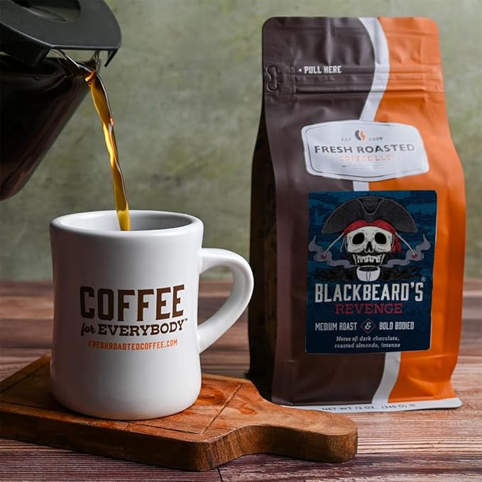 Fresh Roasted Coffee, Blackbeard's Revenge, 12 oz, Medium Roast, Kosher, Ground