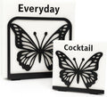 Butterfly Napkin Holder Set – 2 Pack Metal Stand for Everyday & Cocktail Napkins | Modern Black Decorative Coffee Filter Holder for Kitchen, Coffee Bar, Party, Dining Table & Gift