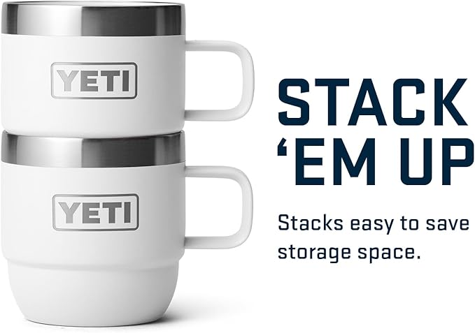 YETI Rambler 6 oz Stackable Mug, Stainless Steel, Vacuum Insulated Espresso/Coffee Mug, 2 Pack