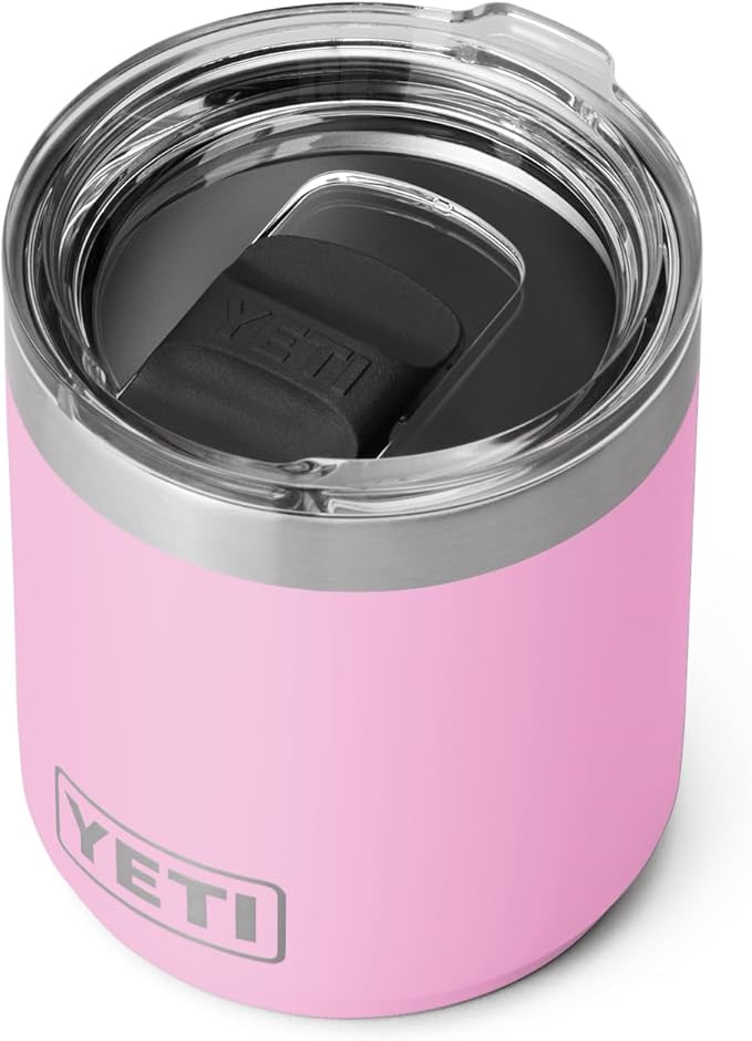YETI Rambler 10 oz Stackable Lowball 2.0, Vacuum Insulated, Stainless Steel with MagSlider Lid, Power Pink