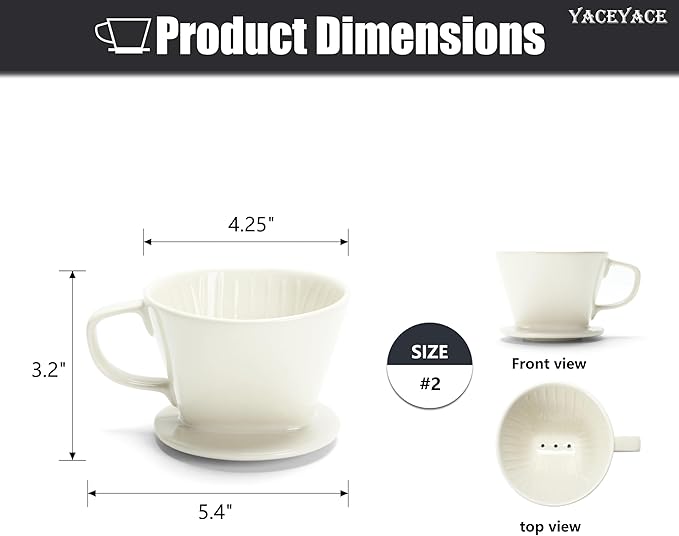 Ceramic Pour Over Coffee Dripper, Small Ceramic Pour Over, Off White, 3 Holes, Single, Small Coffee Dripper