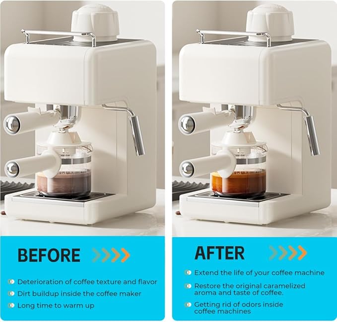 Y-Kelin Coffee Maker Cleaner And Descaler Tablets - 12Count Descaling & Cleaning Solution for Coffee Makers, Pot, Espresso Machines Removes Stains & Oils