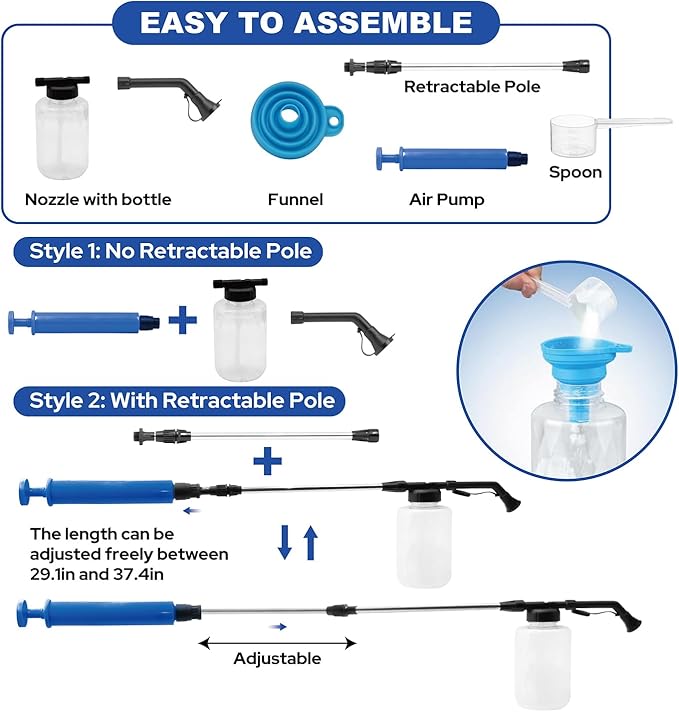 Diatomaceous Earth Powder Duster – 250ml Adjustable 17-50 Inch Powder Sprayer with Push-Pull Air Pump, Ergonomic Diatomaceous Powder Applicator Dispenser for Indoor & Outdoor Use