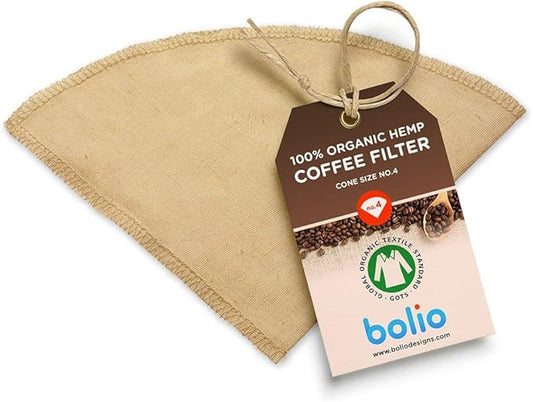 Organic Hemp Reusable Coffee Filter (1, No.4 Cone)