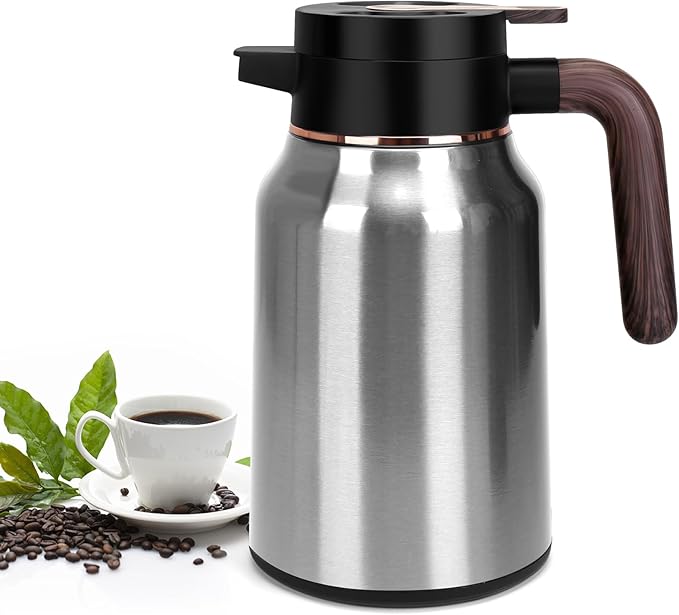 51oz Thermal Coffee Carafe, Stainless Steel Carafes for Hot Liquids 12 Hours, Insulated Coffee Carafes For Keeping Hot Coffee, Hot Water, Tea, Hot Beverage (Silver)