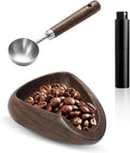 Coffee Bean Dosing Cup Set, Walnut Dosing Tray with 15ml Stainless Steel Measuring Spoon & 10ml Coffee spray bottle, Espresso Accessories for Baristas and Home Brewers