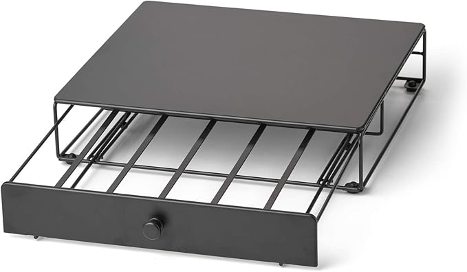 Nifty Coffee Pod Drawer – Compatible with K-Cups, 36 Pod Pack Holder, Non-Rolling, Compact Under Coffee Pot Storage Sliding Drawer, Home Kitchen Counter Organizer, Black