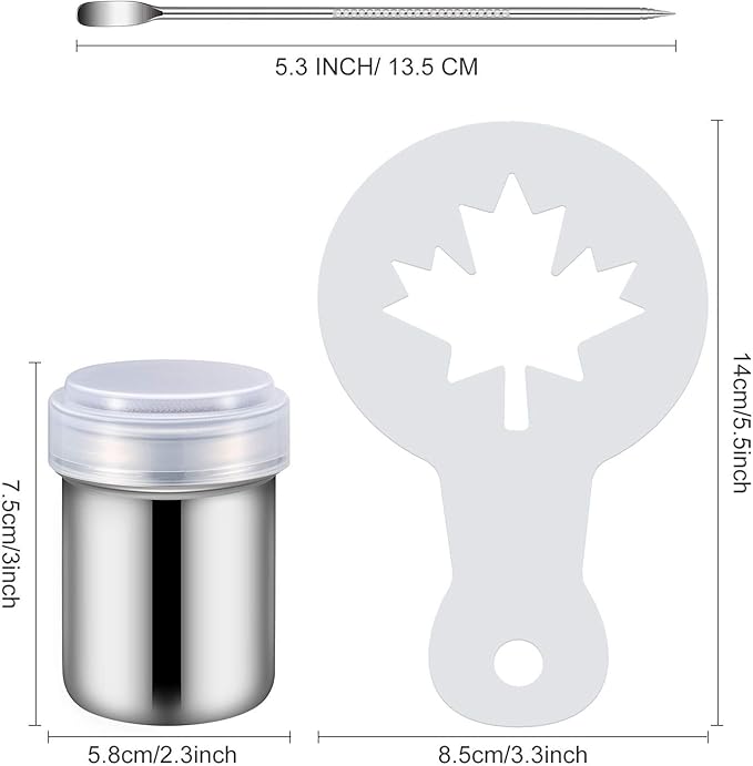 72 Pieces Coffee Decoration Stencils Latte Art Template Coffee Mold Tool with 2 Latte Art Pen 2 Dusting Jars Mesh Powder Shaker for Cake Cookie Decorating Oatmeal Cappuccino Hot Chocolate