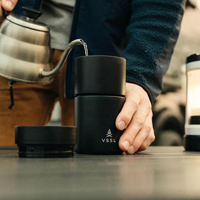 VSSL Nest Pour Over Coffee Set, Transportable and Compact Pour Over Set with 10 oz Double Walled Mug