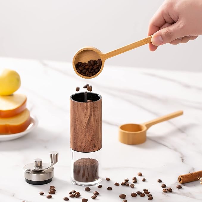 Wooden Coffee Scoop Measuring Scoop for Spices and Glass Jars with Bamboo Lids
