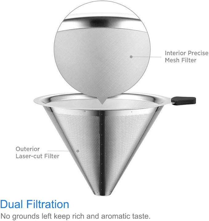 Boxtree Pour Over Coffee Maker Set with Reusable Stainless Steel Drip Filter Elegant Coffee Dripper Pot Glass Carafe & Permanent Stainless Steel Filter