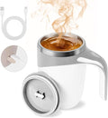 Automatic Magnetic Stirring Coffee Mug, Magnetic Stirring Cup Rotating Home Office Travel Mixing Cups,Stainless Steel Self Mixing Mug for Coffee/Milk/Tea/Hot Chocolat (White-Rechargeable)