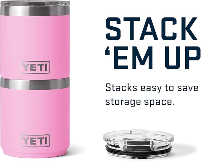 YETI Rambler 10 oz Stackable Lowball 2.0, Vacuum Insulated, Stainless Steel with MagSlider Lid, Power Pink