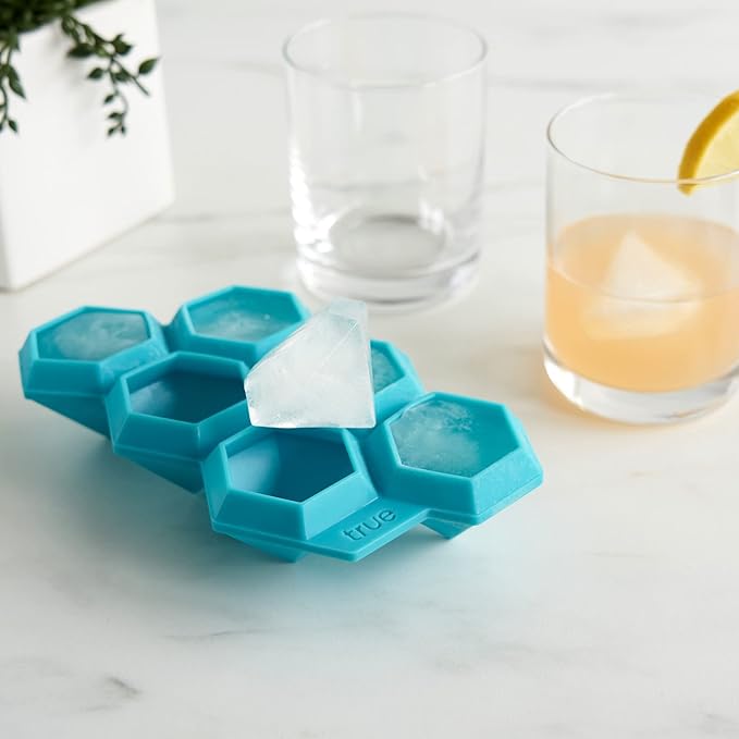 TrueZoo Iced Out Diamond Ice Tray, Easy Release Silicone Ice Mold for Whiskey, Cocktails, Spirits, Iced Tea, Beverages, Bar Cart Accessories, Kitchen & Home Bar Gifts, Set of 1, Blue