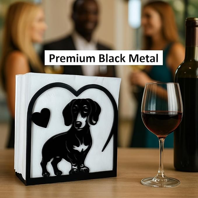 Decorative Cat and Dog Napkin Holder – Metal Napkin Organizer for Everyday & Cocktail Napkins – Cute cat Coffee filter holder size #2 & #4 for Kitchen Table Decor Gift for Animal Lovers 2-Pack