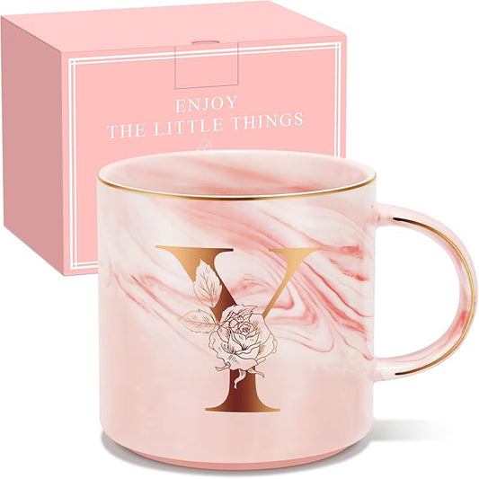 Personalized Gifts for Women Coffee Mug, Initial Customized Gift Monogrammed A-Z Coffee Mug 12 OZ, Christmas Anniversary Birthday Gifts for Women Mom Grandma Friend Sister Wife (Y)